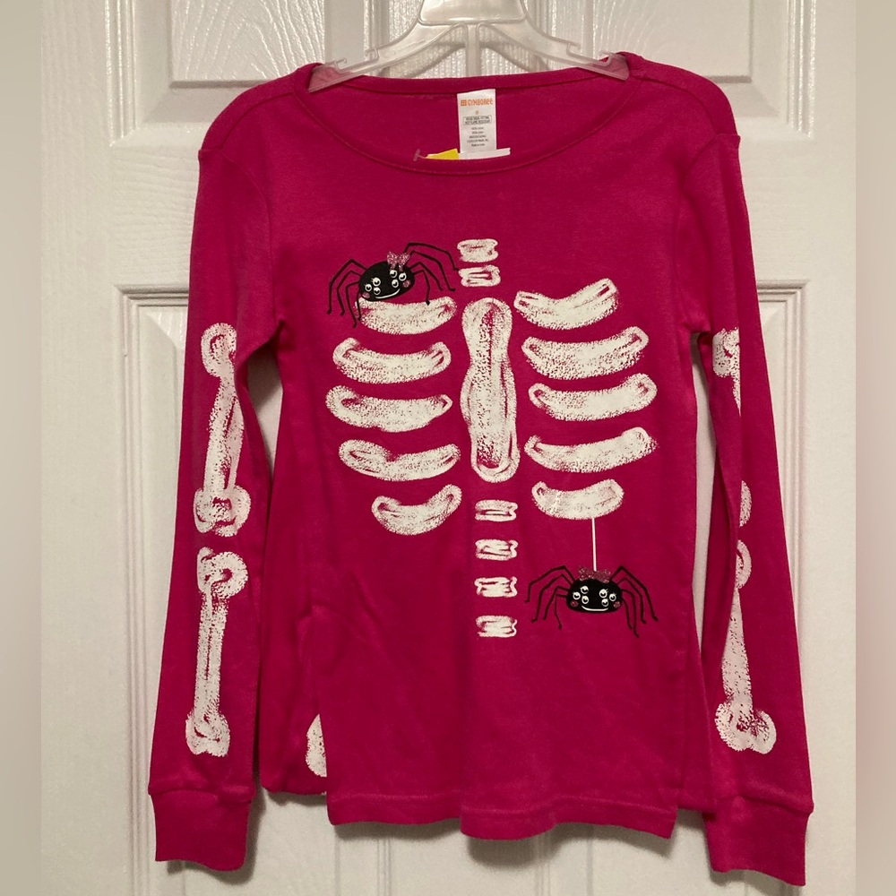*Gymboree New Hot Pink Size 8 Skeleton Print Halloween Pajama Set